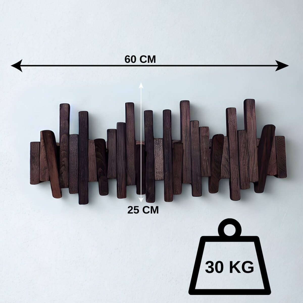 Leftover Masif Kayın Ahşap Piyano Askılık - Antrasit | 6'lı Açılır Kapanır Duvar Askısı - Görsel 2
