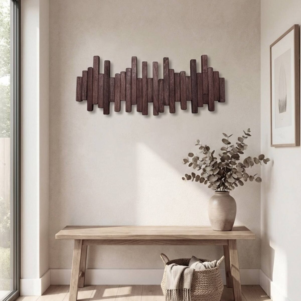 Leftover Masif Kayın Ahşap Piyano Askılık - Antrasit | 6'lı Açılır Kapanır Duvar Askısı - Görsel 4