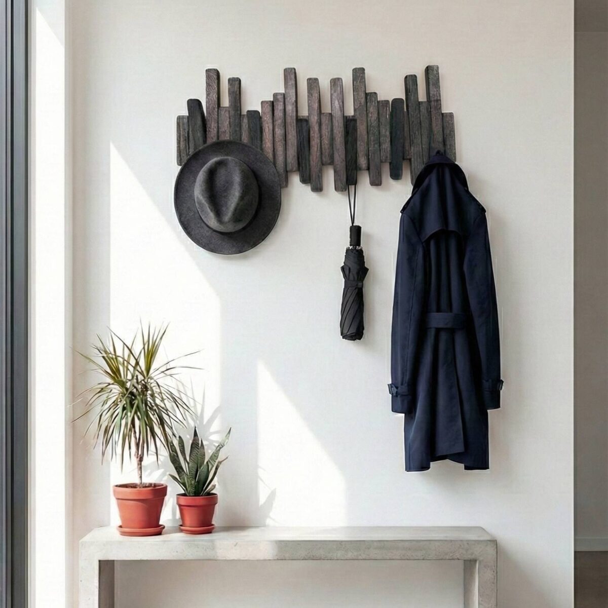 Leftover Masif Kayın Ahşap Piyano Askılık - Antrasit | 6'lı Açılır Kapanır Duvar Askısı - Görsel 5